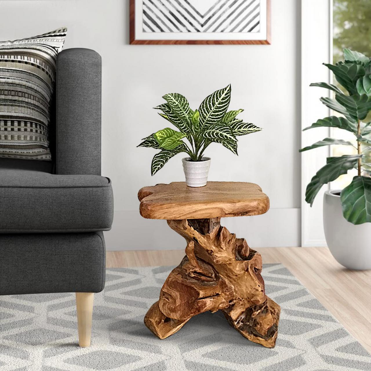 Amazon.Com: Warmaxx Natural Irregular Shape Tree Stump End Table Plant  Stand 14