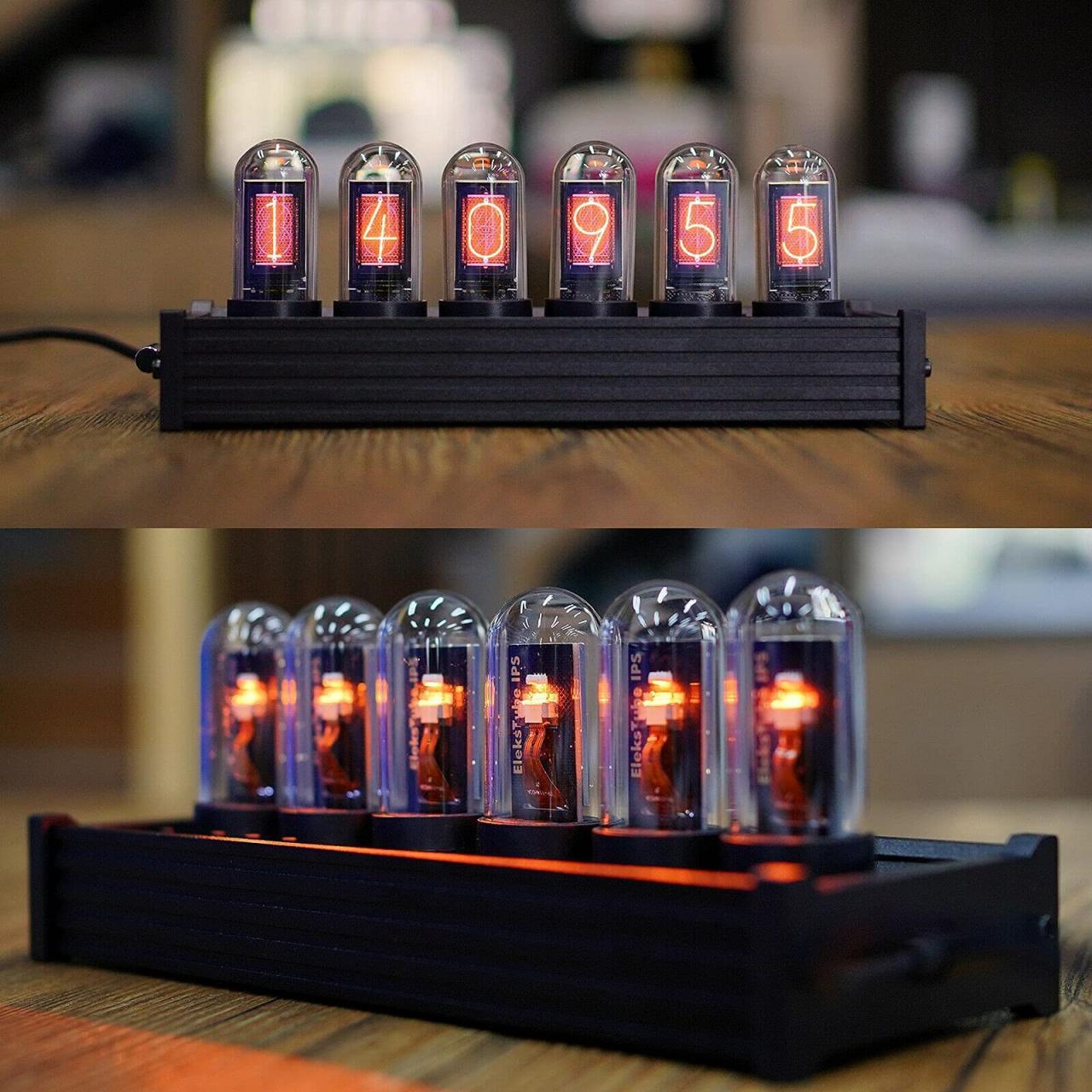 Amazon.Com: Eyes.Sys, Nixie Tube Ips Vintage Digital Alarm Clock,6 Bit Rgb  Glow Lcd Time Photo Display,Diy Nixie Tube Clock Simulation, 12 And 24  Hours Display,5V Usb Creative Retro Desk Decoration Gift (Black) :