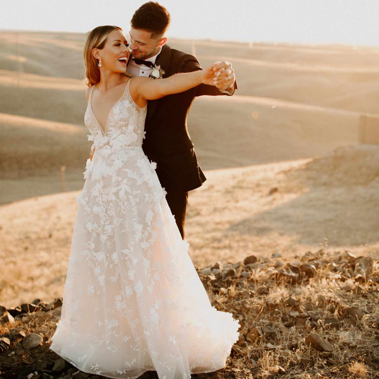 The 13 Best Deep V-Neck Wedding Dresses