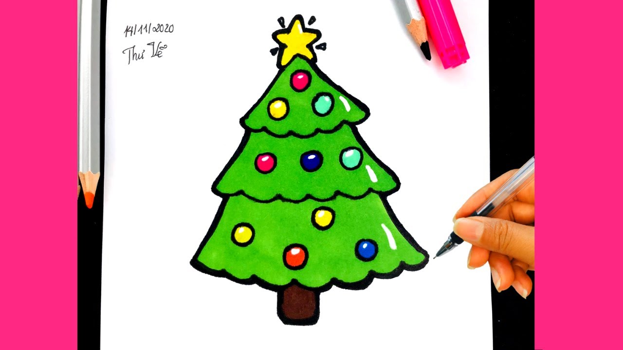 Vẽ Cây Thông Noel Đơn Giản/How To Draw The Christmas Tree Easy/Thư Vẽ -  Youtube