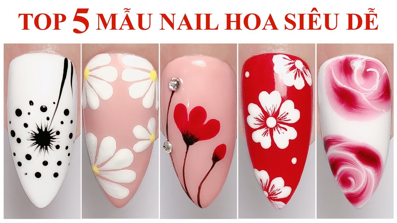 5 Easy Flowers Nail Art For Beginner - Youtube