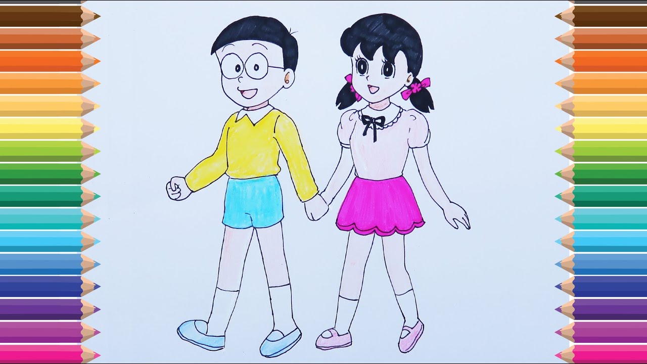 Cách Vẽ Nobita Và Shizuka Trong Doraemon - Youtube