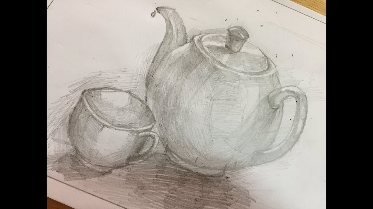 Tập Vẽ Cái Ấm Và Chén Uống Nước (Draw The Kettle And The Pencil Cup) -  Youtube