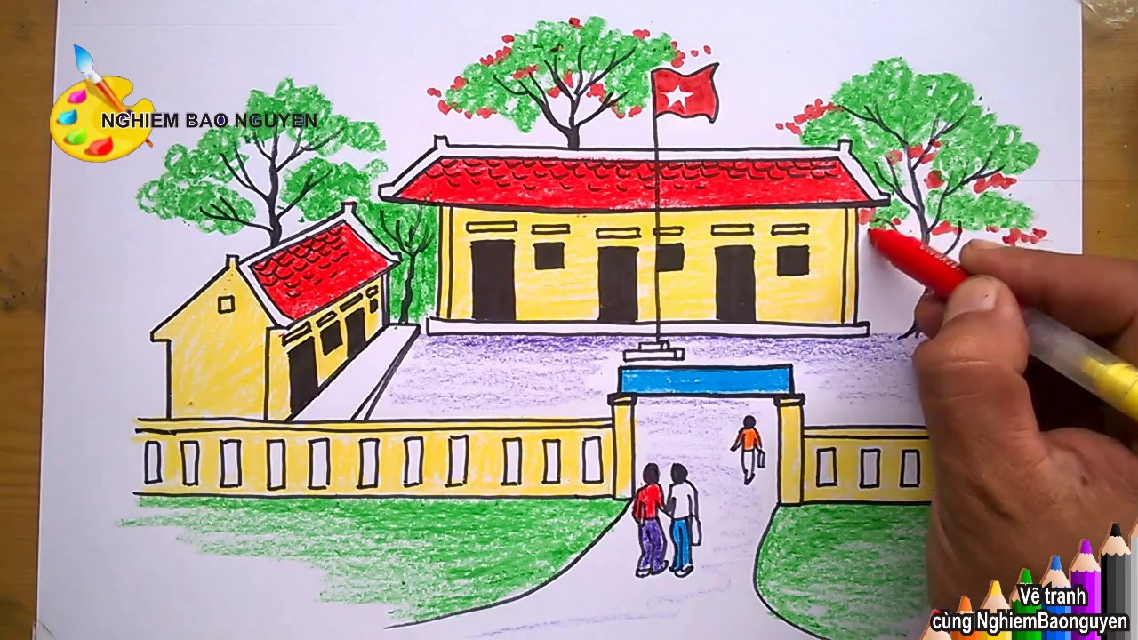 Vẽ Tranh Ngôi Trường Của Em/How To Draw My School - Youtube