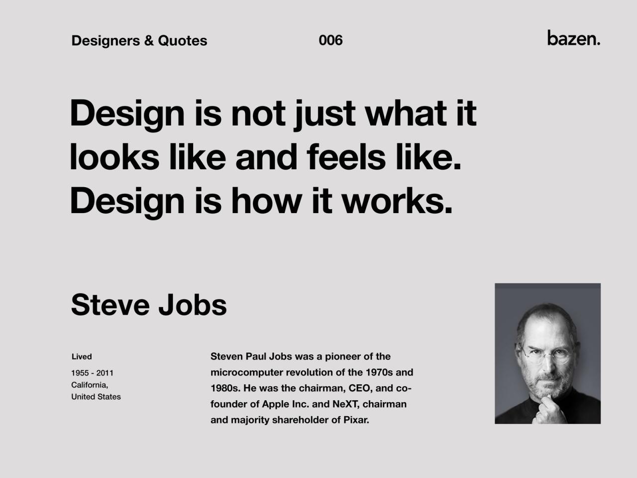 Quote - Steve Jobs By Bazen.Talks On Dribbble