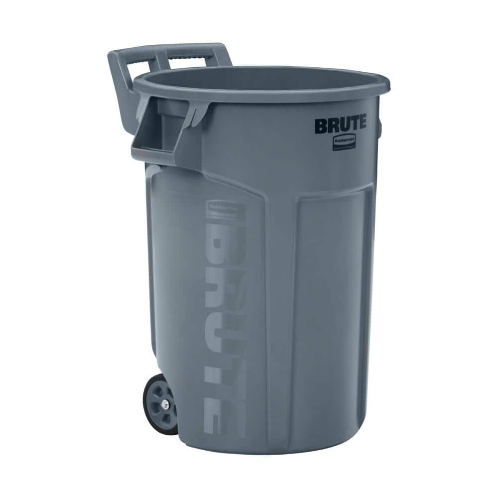 Rubbermaid Commercial Products Brute 44 Gal. Grey Round Vented Wheeled Trash  Can 2131928 - The Home Depot