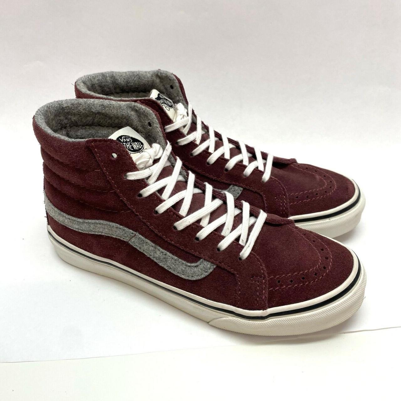 Vans Sk8-Hi Burgundy &Amp; Grey Hi Top Sneakers, Women'S 5.5/Mens 4 |  Ebay