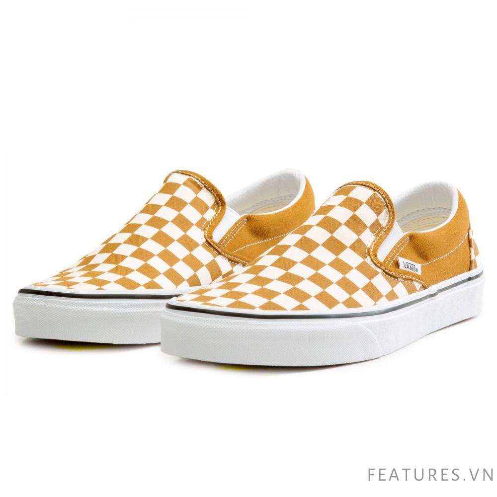 Vans Slip On Classic Checkerboard Golden Brown Features Vietnam